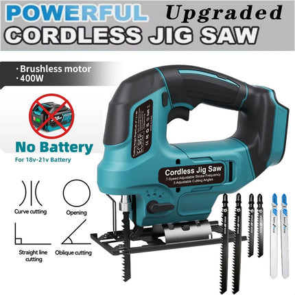 Brushless Cordless Jigsaw Woodworking Cutting Tool Compatible with Makita 18V Battery