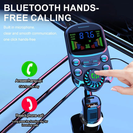 Wireless Car Bluetooth FM Transmitter MP3 Player PD USB Fast Car Charger Adapter