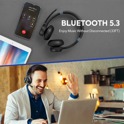 Wireless Headphones Bluetooth Noise Cancelling Stereo Earphones Over Ear Headset