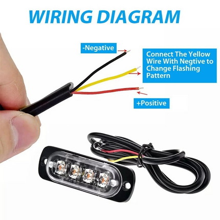 10x Amber 4 LED Car Truck Emergency Beacon Warning Hazard Flashing Strobe Light