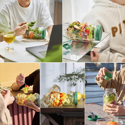 2Pcs Upgrade Salad Container Leakproof Salad Jar Meal Prep Salad Pod Side Opening