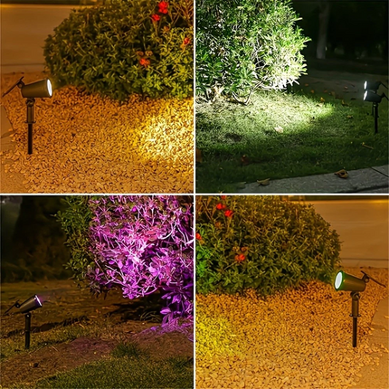 2Pcs Solar Spot Lights LED Garden Outdoor Pathway Lawn Fence Lamp Spotlight RGB