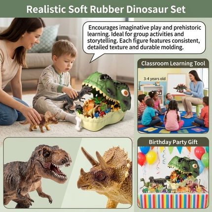 46Pcs Realistic Dinosaur Figure Playset with Eggs Trees,Dinosaur Toys
