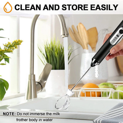 Handheld Electric Coffee Milk Frother Whisk Egg Beater Rechargeable 3 Speeds