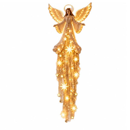 Angel Blessing Wall Light, Starglow Cascading Christmas Angel with Glowing Stars