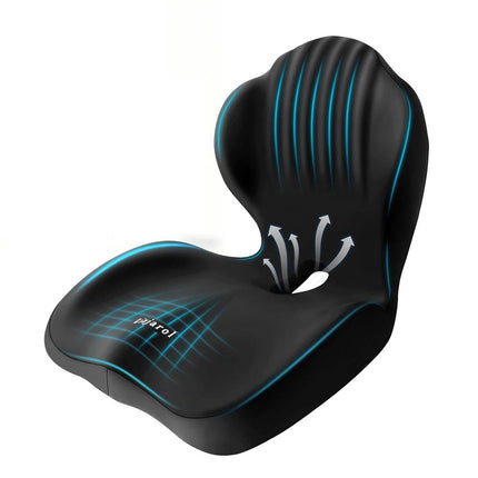 Black Memory Foam Seat Cushion w/Lumbar Support Pillow for Back & Sciatica Pain Relief