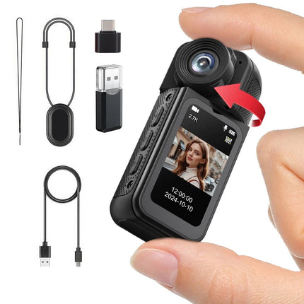 2.7K Portable WiFi Camera Thumb Action Camera Pocket Cam with Lanyard