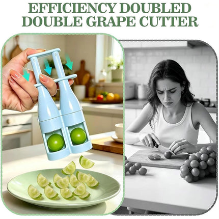 Double Grape Cherry Slicer Cutter Tool Auxiliary Kitchen Food Vegetable Fruit