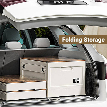 Folding Storage Crate Portable Camping Box Outdoor Travel Container with Handle Size L