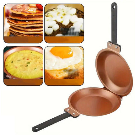 Double Sided Frying Pan Nonstick Folding Skillet Cake Pan for Kitchen Cooking