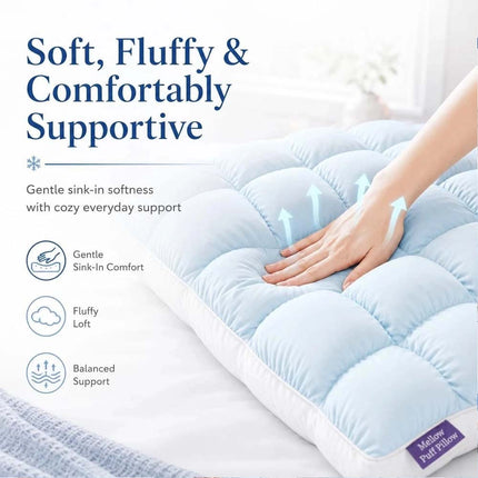 4 Color Puff Pillow Supportive Cloud Grid Breathable Soft Sleeping Cooling Puff Pillows