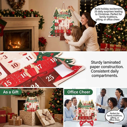 Christmas Advent Calendar Laminated Cardboard Wall Hanging Gift Box 25 Day 1pc