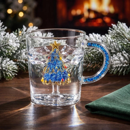 3D Christmas Tree Borosilicate Glass Mug Built-in Cup for Coffee Milk Tea