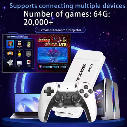 Wireless Retro Game Console Built-in Games 4K Output Dual 2.4G Controllers 64GB