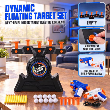 Hover Ball Floating Target Shoot Game, Dual Blaster Foam Dart Shooting Set