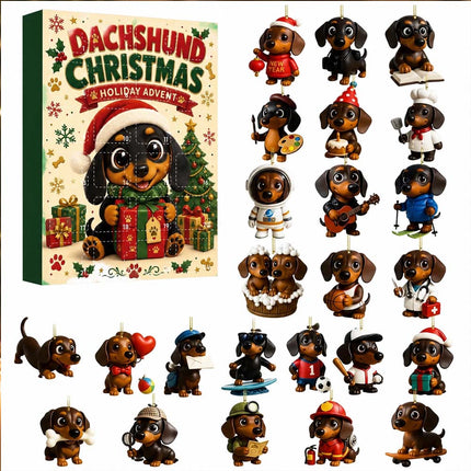 Dachshund Advent Calendar 24 Days Christmas Countdown Acrylic Ornament Gift