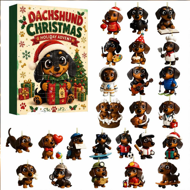 Dachshund Advent Calendar 24 Days Christmas Countdown Acrylic Ornament Gift