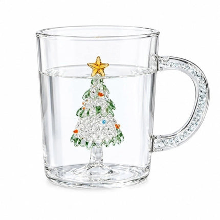 3D Christmas Tree Borosilicate Glass Mug Built-in Cup for Coffee Milk Tea