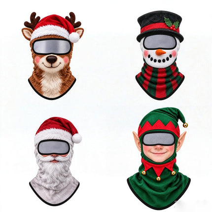 Christmas Ski Mask Funny Realistic Face Balaclavas 3D Printed Full Face Winter