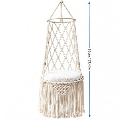 Macrame Hand Woven Hanging Pet Cat Hammock Swing Bed Nest Boho Hanging Basket