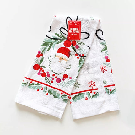 6pk Christmas Tea Towel Towels Teatowel Dishcloths 100% Cotton Kitchen Xmas