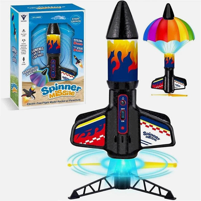 Motorized Electric Flying Rocket Toy with Parachute