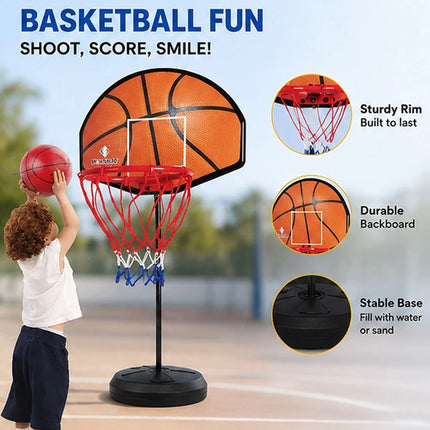 2 in 1 Kids Basketball Hoop & Archery Set Adjustable Height Indoor Outdoor Toy