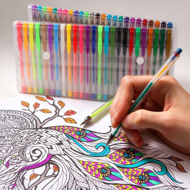 100 Colour Gel Pen Set Markers Art Painting Drawing Adult Colouring Book