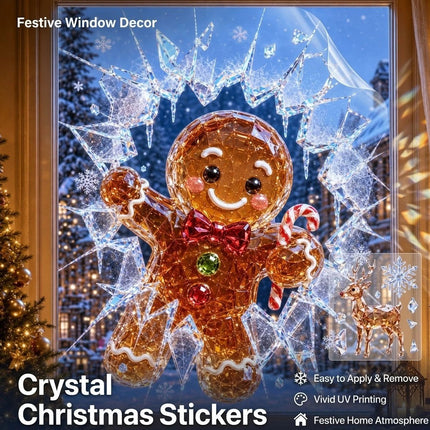 New The Gingerbread Man Christmas Window Glass Sticker Decal Mural Home Decoration Wall Stickers