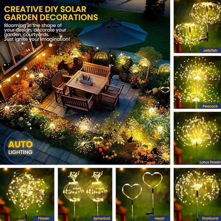 2Pack Solar Powered Garden Outdoor Lights Firework Yard Pathway Christmas Lights