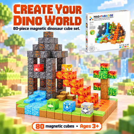 80 Pcs 3D Building Blocks Dinosaur Lava World Toy Creative Cube Christmas Gift