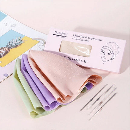 Hair Cap Reusable Highlighting Tinting Streaking Silicone Hat Hairdressin