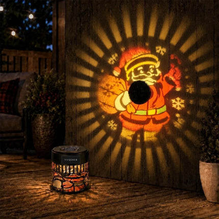 Solar Outdoor Decorative Wall Santa Claus Projection Light Christmas Decor