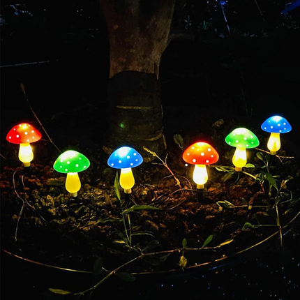 Solar Mushroom Lights LED Fairy String Light Outdoor Garden Path Xmas Decor Lamp