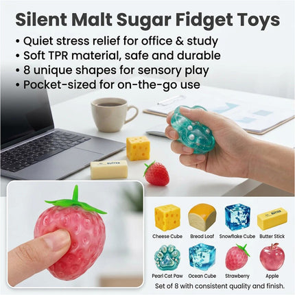 8-Piece Set Squish Box Malt Sugar Stress Relief Fidget Toys Christmas Gift