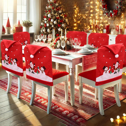 8x Christmas Santa Hat Chair Covers Table Cloth Dinner Home Décor Ornaments