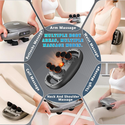 6-Head Electric Percussion Massager with 9 Modes & 9 Intensity Levels