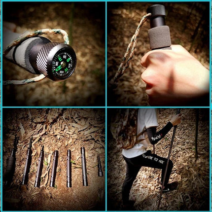Ultralight Aluminum Trekking Hiking Poles Tactical Walking Stick Multi Tool Grey