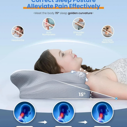 Memory Foam Neck Contour Pillow Cervical Orthopedic Groove Ergonomic Support