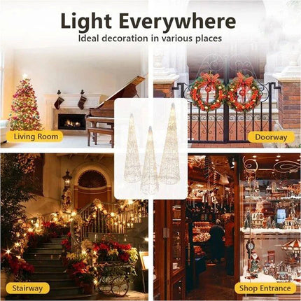 3 PCS Waterfall Christmas Tree Lights LED Fairy Light Outdoor Home Yard Garden