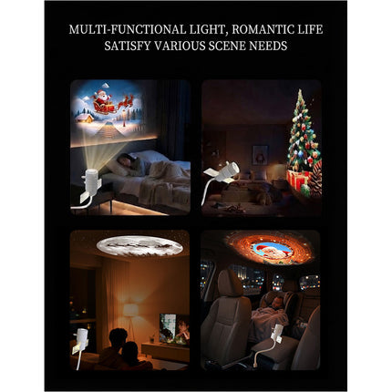 2in1 Plug and Play HD Star Projector Night Light Christmas 360° Rotate