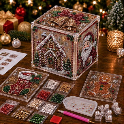 3D Wooden House Christmas Pearl Diamond Art Kit, Christmas Diamond Painting Kits