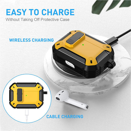 Yellow Armor Case For Apple AirPods Pro, Heavy Duty Shockproof Earphone Protective Cover