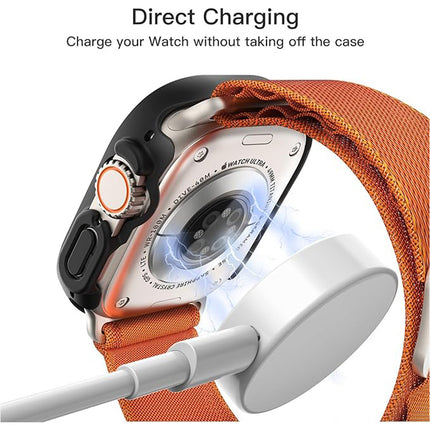 Case with Screen Protector for Apple Watch Ultra 3/2/1 49mm Built-in Tempered Glass 2 Pack Black