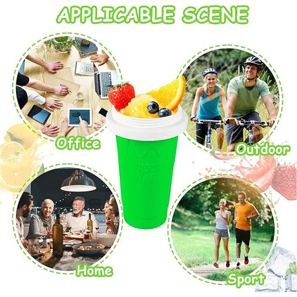 Green Slushie Maker Cup Quick Freeze Magic Squeeze Cup Milkshake Cup Ice Cream Maker