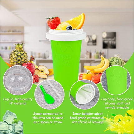 Green Slushie Maker Cup Quick Freeze Magic Squeeze Cup Milkshake Cup Ice Cream Maker