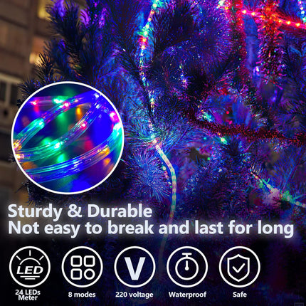 50M 400LED Warm White Solar Fairy String Rope Lights 8 Models With Timer Waterproof Outdoor