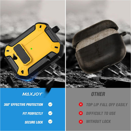 Yellow Armor Case For Apple AirPods Pro, Heavy Duty Shockproof Earphone Protective Cover