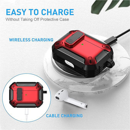 Red Armor Case FOR Apple AirPods Pro, Heavy Duty Shockproof Earphone Protective Cover