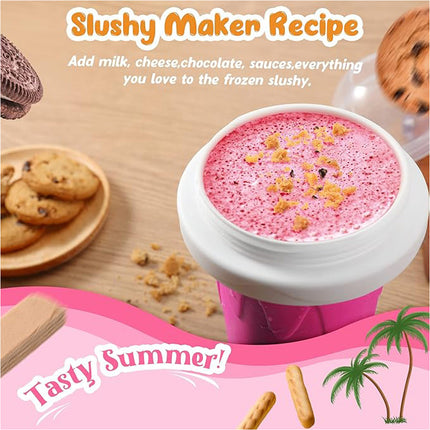Pink Slushie Maker Cup Quick Freeze Magic Squeeze Cup Milkshake Cup Ice Cream Maker